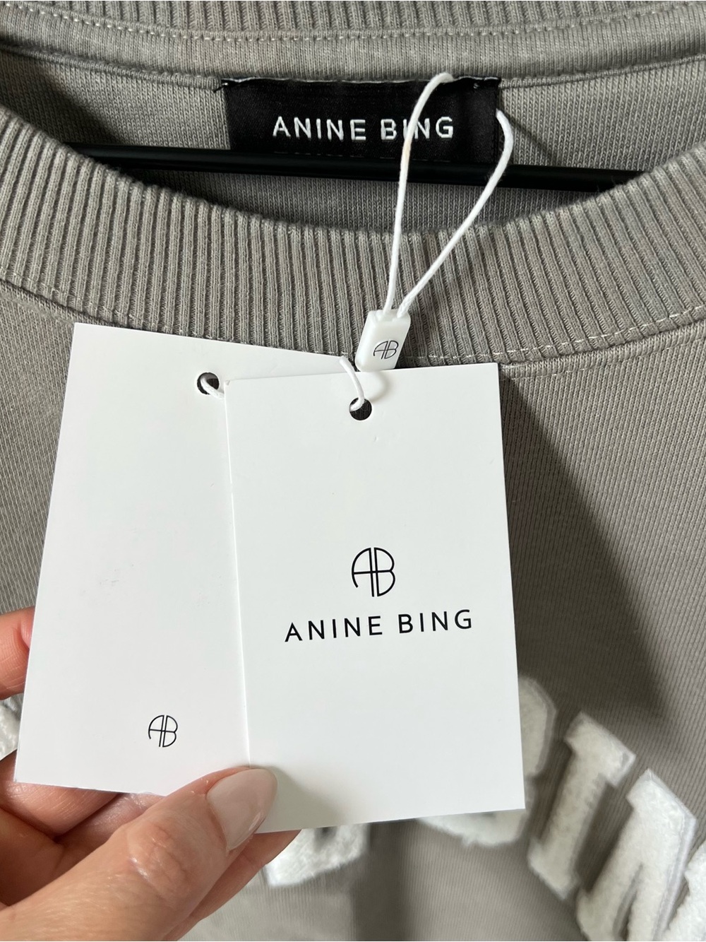Anine Bing Tyler Logo Sweatshirt in Storm Grey NWT - Picture 5 of 8
